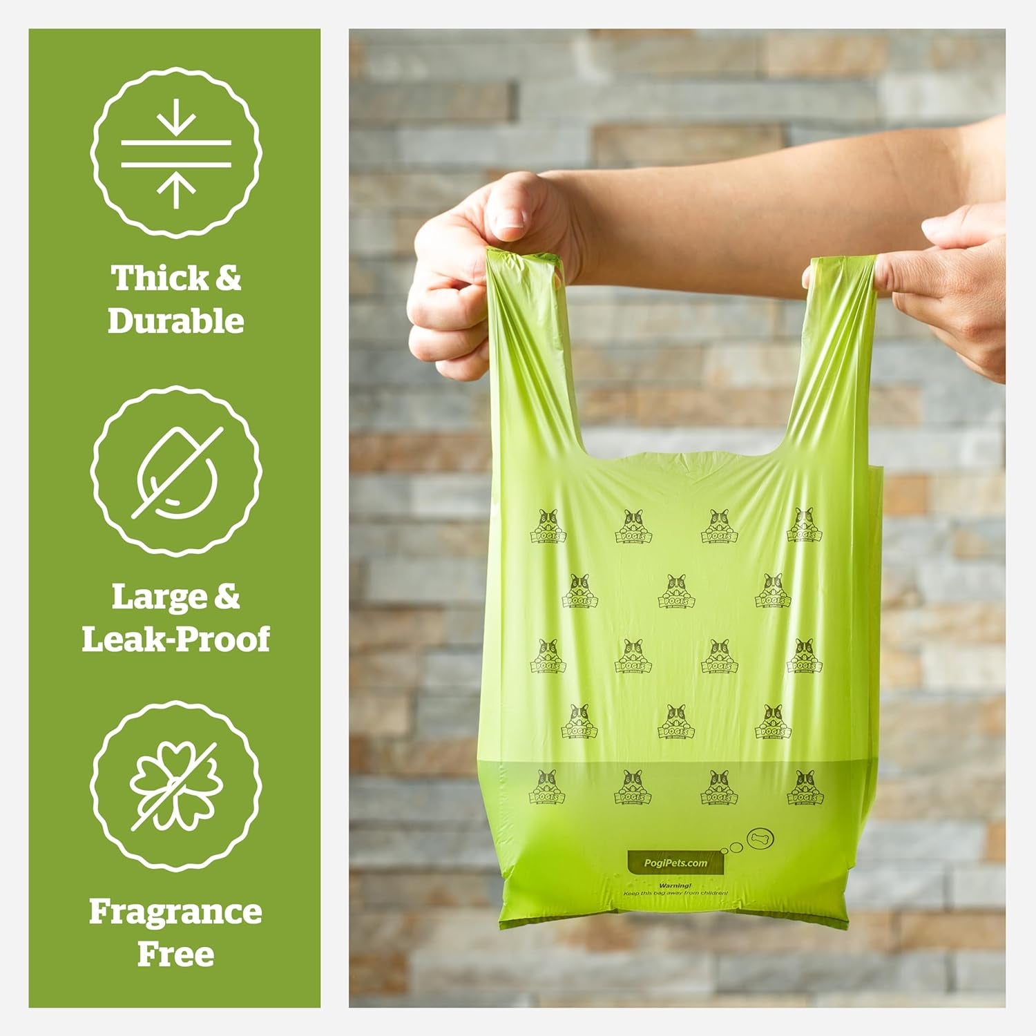Pogi'S Dog Poop Bags with Handles Bulk - 900 Unscented Doggy Poop Bags with Easy-Tie Handles - Leak-Proof, Ultra Thick Poop Bags for Dogs, Cat Poop Bags